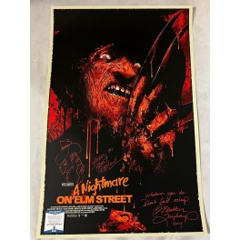 ROBERT ENGLUND + Heather +  SKETCH Hand Signed NIGHTMARE ON ELM ST Fullsize Poster +BAS COA
