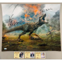 Jurassic Park x 3 Neill, Dern, Goldblum Hand Signed 16"x20" Photo + Celbrity Authentics COA
