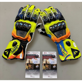 VALENTINO ROSSI Hand Signed Racing Gloves x 2  + JSA COA