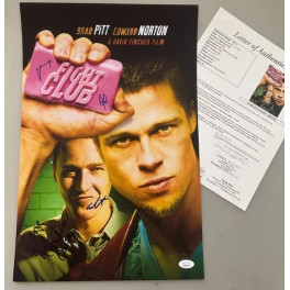 *RARE* FIGHT CLUB x 4 PITT-NORTON-LETO-CARTER Hand Signed 12"x18" Photo JSA LOA