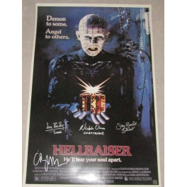 HELLRAISER Hand Signed x 4 Clive Barker Doug Bradley Full-size Poster