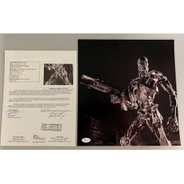 ARNOLD SCHWARZENEGGER 'TERMINATOR' Hand Signed 11.8"x12.3" Photo /Poster + JSA
