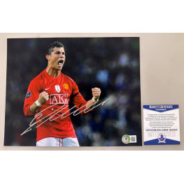 Cristiano Ronaldo Hand Signed  8" x 10" Photo 1 Manchester United + Beckett Coa