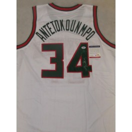 Giannis Antetokounmpo Hand Signed Bucks  Jersey + Beckett PSA  COA