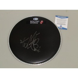Charlie Watts ROLLING STONES Hand Signed Drum Skin + Beckett COA